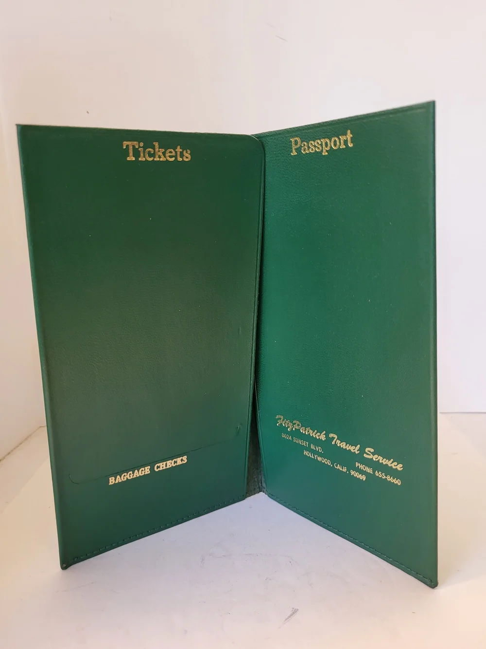 1960s Leather Travel Document Holder Fitzpatrick Travel Services Hollywood, CA